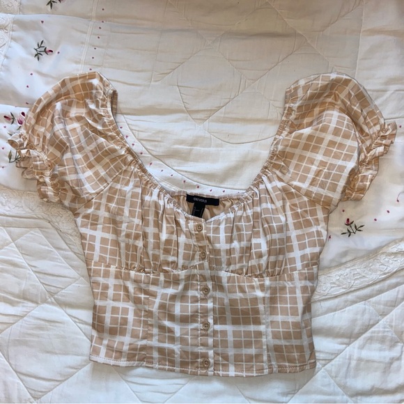 Checkered Tan Women's Top - Picture 1 of 4